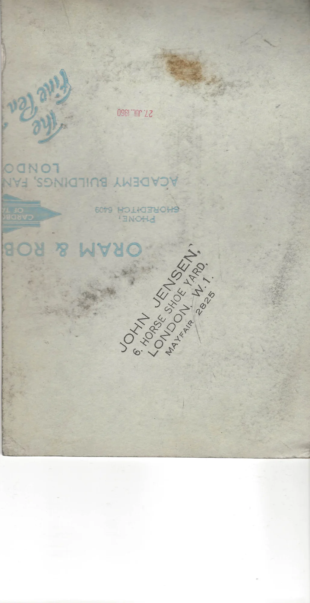 Reverse side of John Jensen original cartoon JJ-2026-003