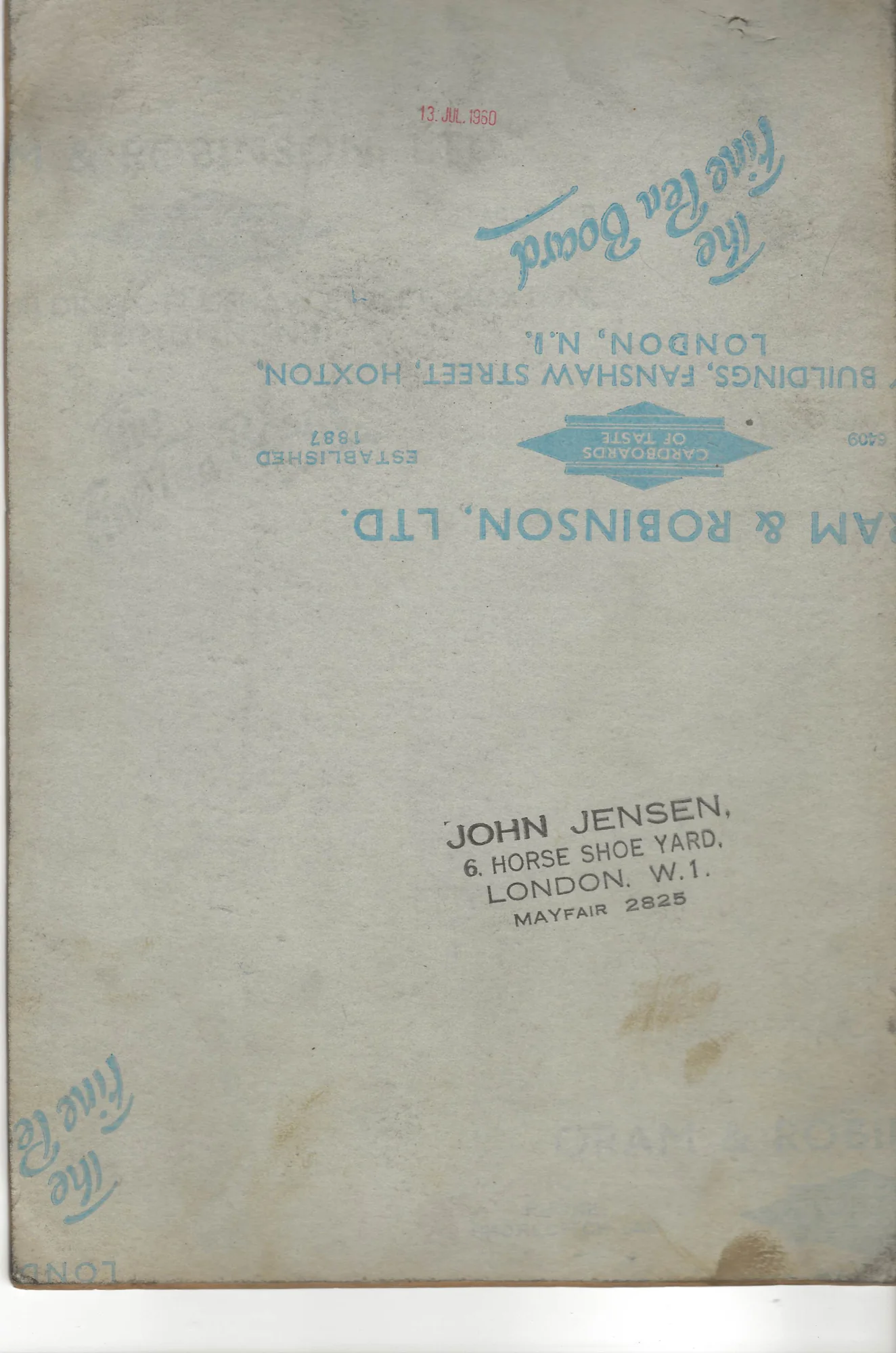 Reverse side of John Jensen original cartoon JJ-2026-010