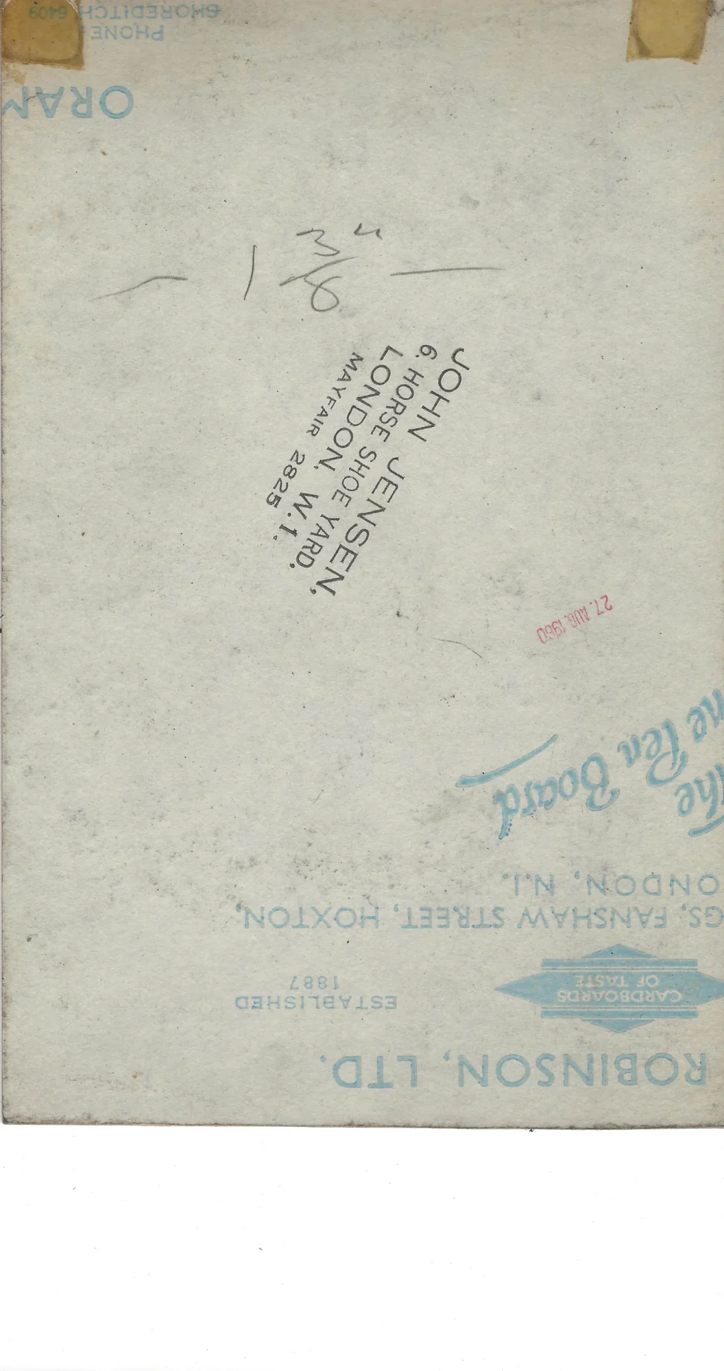 Reverse side of John Jensen original cartoon JJ-2026-021
